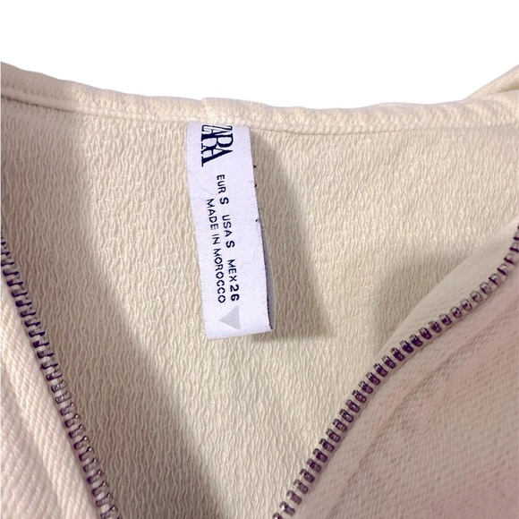 Zara small yellow frayed cropped asymmetrical hoodie - Picture 4 of 5